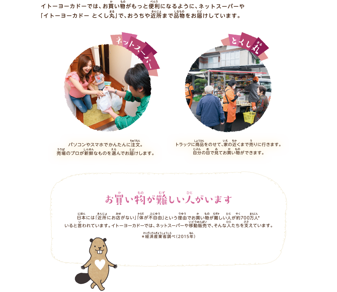 9. お店に行かなくてもお買い物できるんだ!|ネットスーパー|とくし丸(移動販売)|お買い物が難しい人がいます
