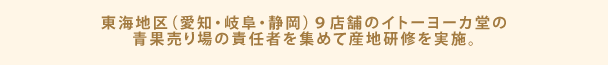 東海地区（愛知・岐阜・静岡）９店舗のイトーヨーカ堂の青果売り場の責任者を集めて産地研修を実施。