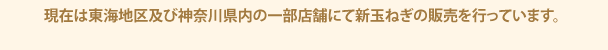 現在は東海地区及び神奈川県内の一部店舗にて新玉ねぎの販売を行っています。