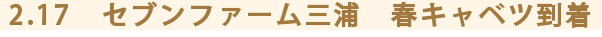 2.17　セブンファーム三浦　春キャベツ到着！