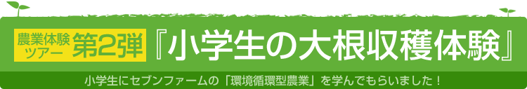 「セブンファーム富里」体験ツアー第２弾『小学生の大根収穫体験』小学生にセブンファームの「環境循環型農業」を学んでもらいました！