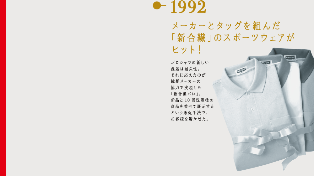 1992 メーカーとタッグを組んだ「新合繊」のスポーツウェアがヒット！