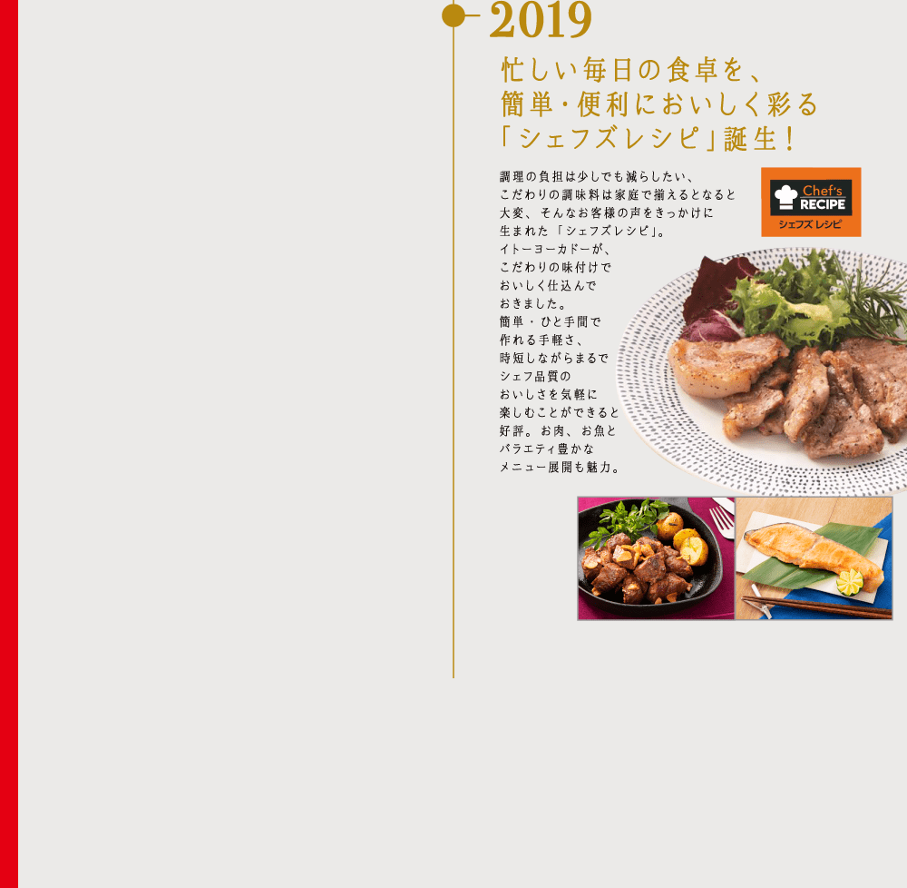 2019 忙しい毎日の食卓を、簡単・便利においしく彩る「シェフズレシピ」誕生！