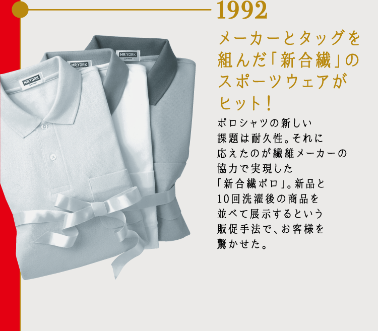 1992 メーカーとタッグを組んだ「新合繊」のスポーツウェアがヒット！