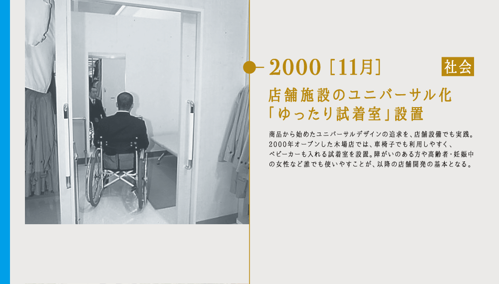 2000 ［11月］店舗施設のユニバーサル化「ゆったり試着室」設置 