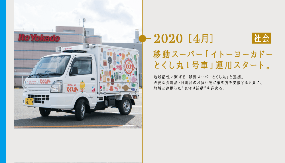 2020 ［4月］移動スーパー「イトーヨーカドーとくし丸１号車」運用スタート。