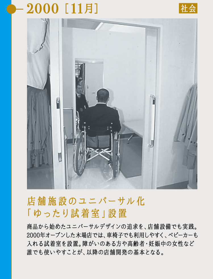 2000 ［11月］店舗施設のユニバーサル化「ゆったり試着室」設置 