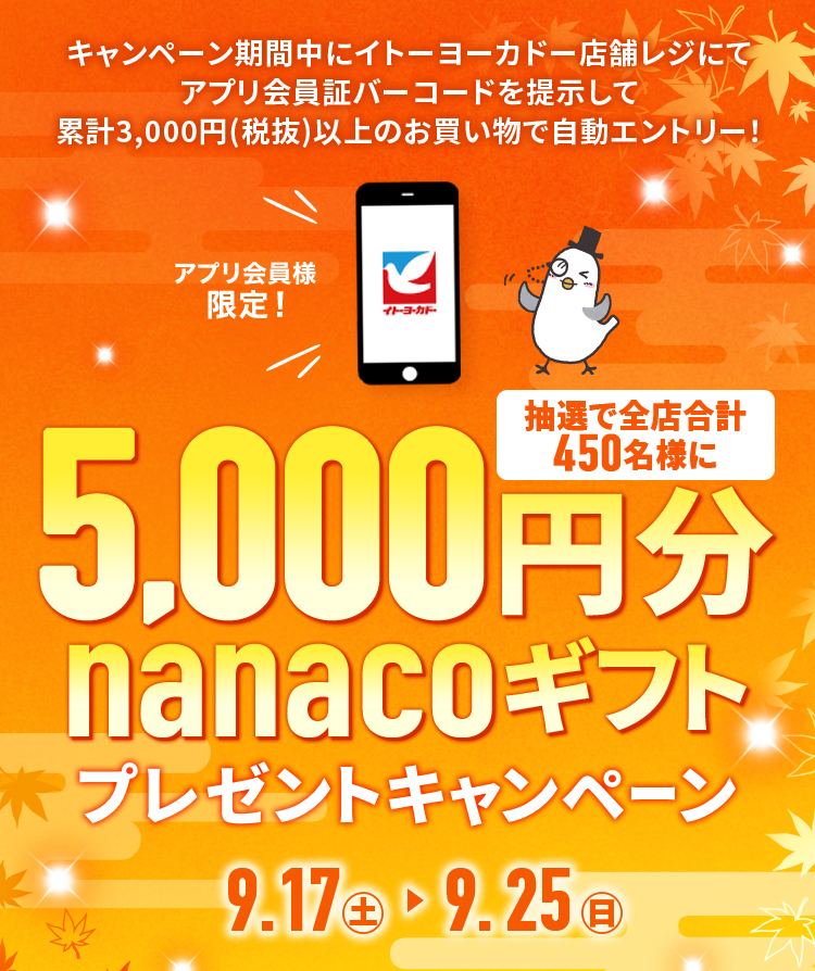 5,000円分nanacoギフトをプレゼント！