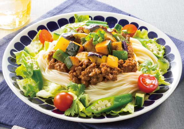 夏野菜の担担そうめん