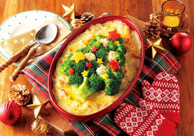 クリスマスツリーのマカロニグラタン