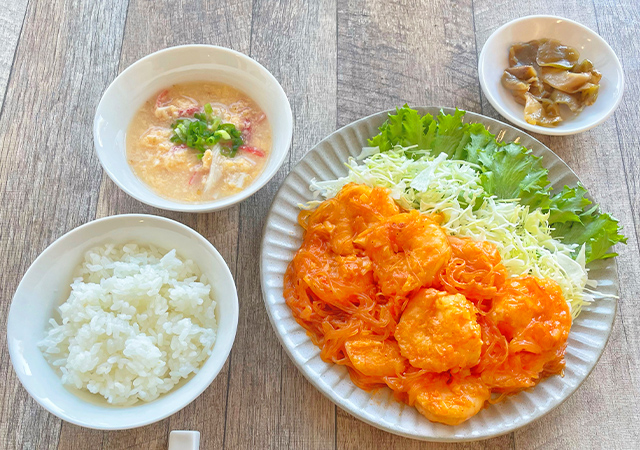 はるさめ入りとろとろえびチリ定食