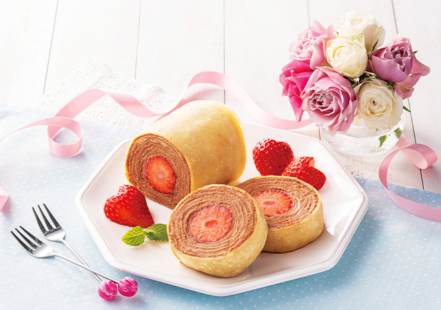 チョコクリームのクレープロールケーキ