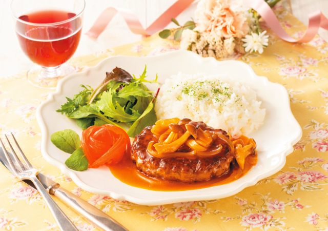 カンタン酢トマトで煮込みハンバーグ