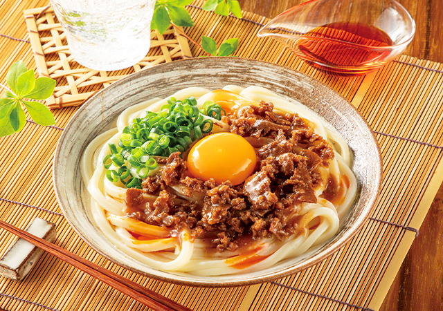 ひんやりピリ辛 ラー油肉うどん