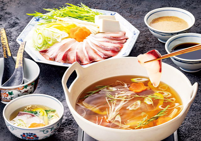 あごだしつゆで食べる ぶりしゃぶ