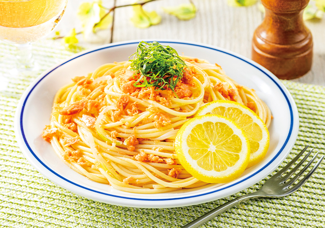 鮭フレークのレモンパスタ