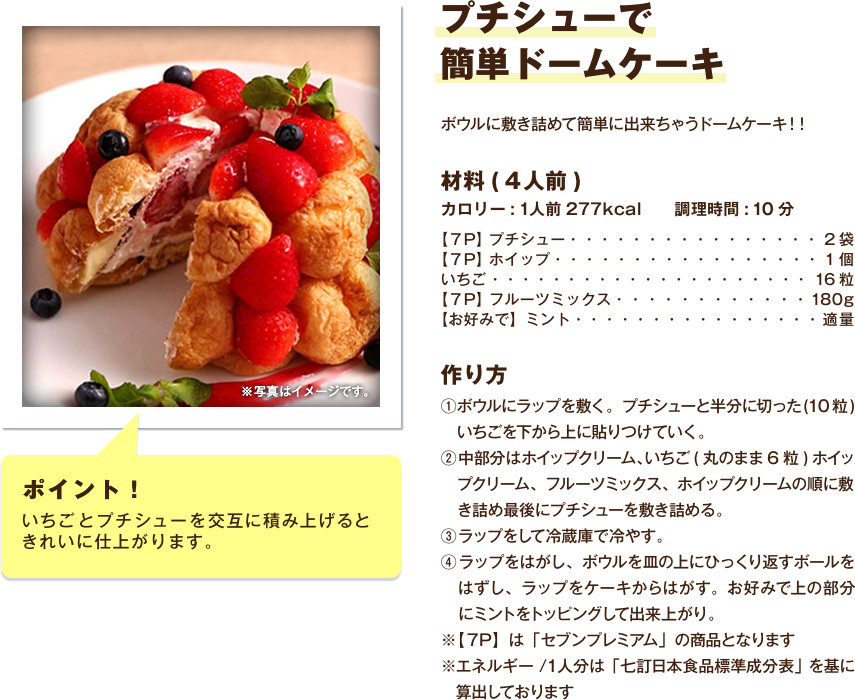 プチシューで簡単ドームケーキ