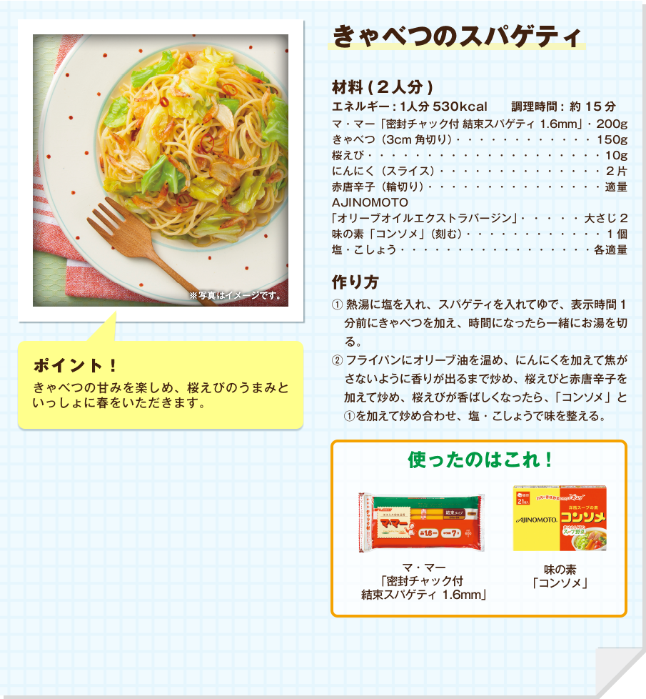きゃべつのスパゲティ