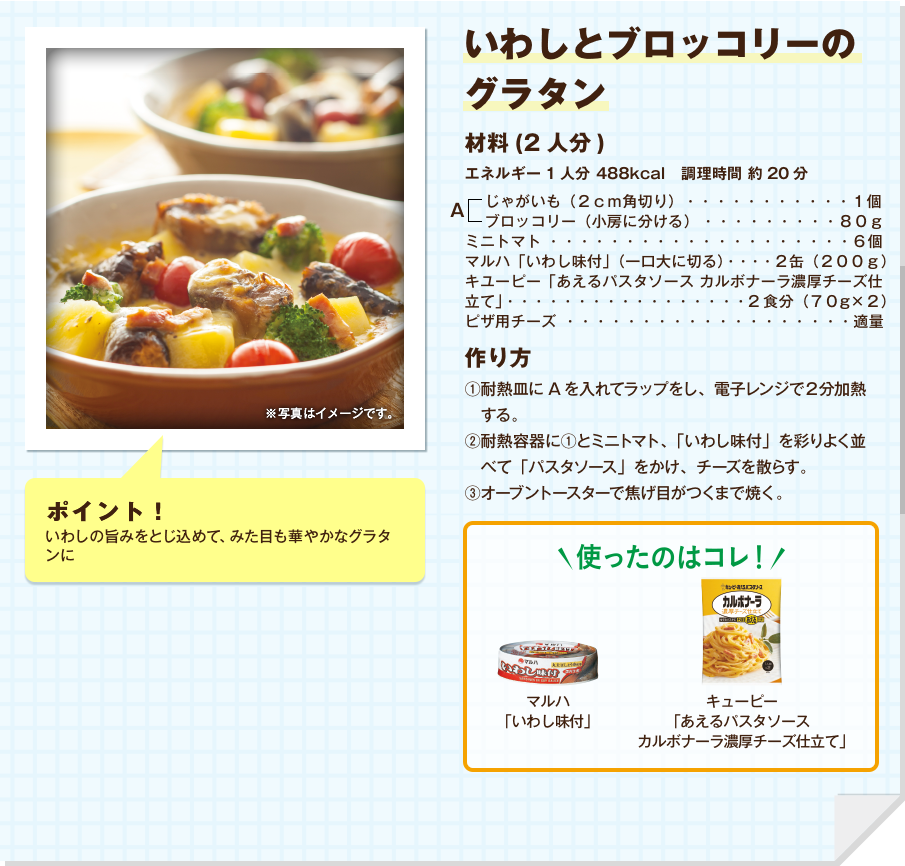 いわしとブロッコリーのグラタン