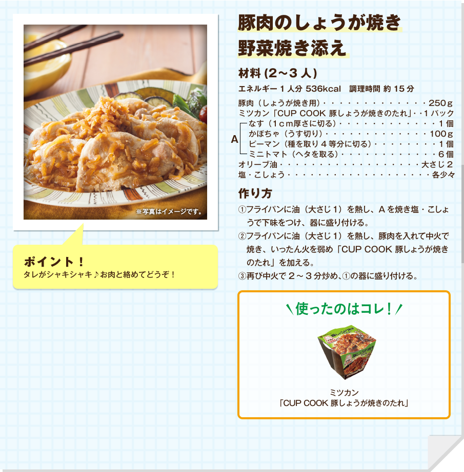 豚肉のしょうが焼き 野菜焼き添え