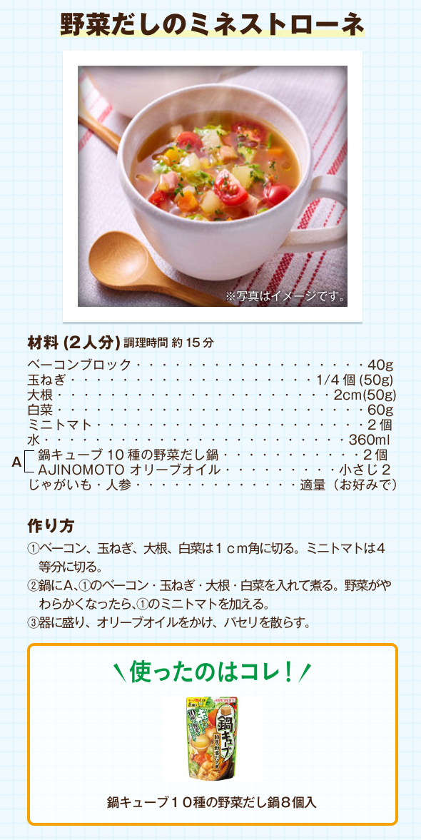 野菜だしのミネストローネ
