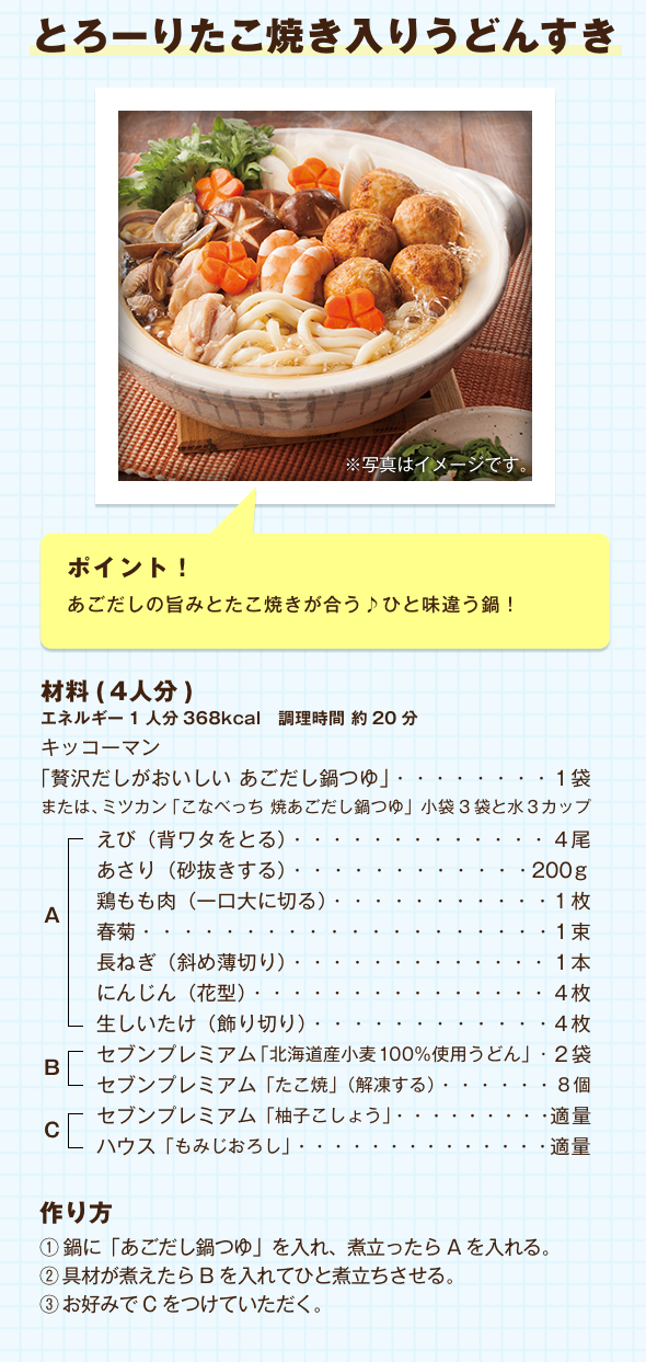 とろーりたこ焼き入りうどんすき