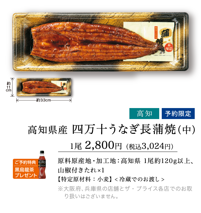 高知県産 四万十うなぎ長蒲焼(中)